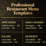 Professional Restaurant Menu Templates