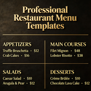 Professional Restaurant Menu Templates